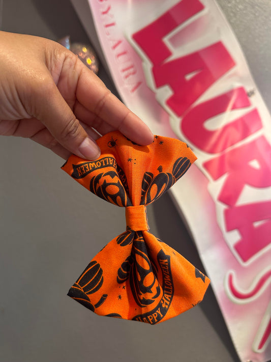 Orange Pumpkin Bow Clip