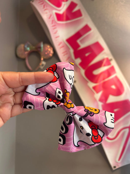 Pink Boo Ghost Bow Clip